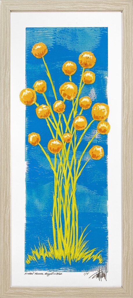 Kindred Flowers, Marigold on Blue, by Terrell Thornhill