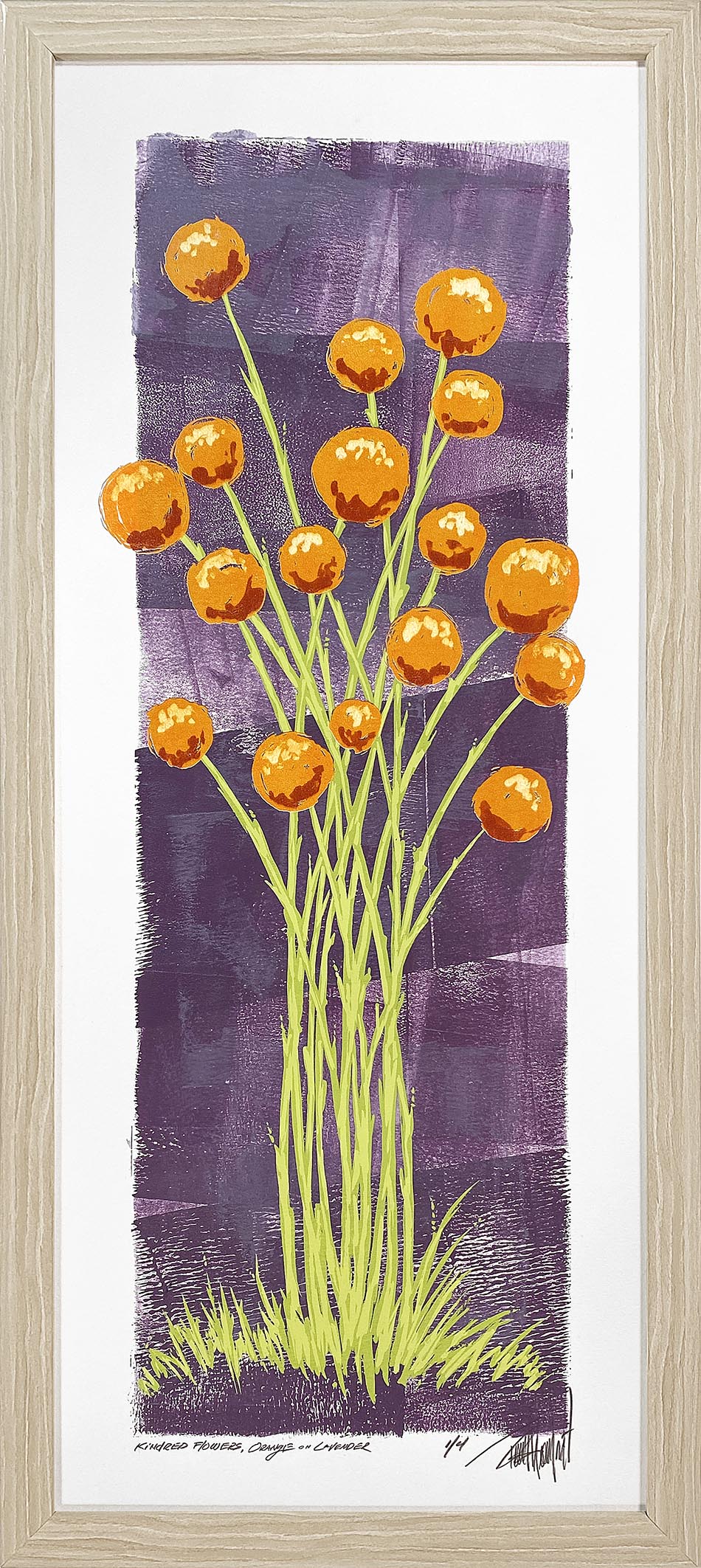 Kindred Flowers, Orange on Lavender, by Terrell Thornhill
