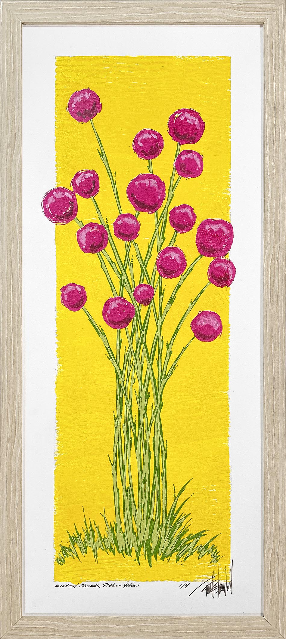 Kindred Flowers, Pink on Yellow, by Terrell Thornhill