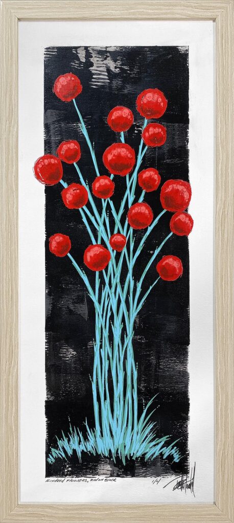Kindred Flowers, Red on Black, by Terrell Thornhill