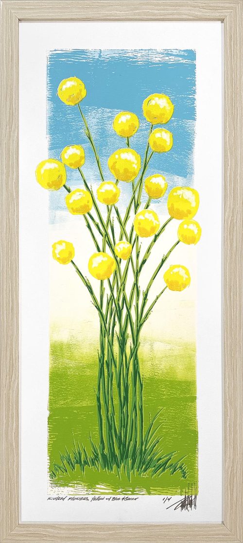 Kindred Flowers, Yellow on Blue and Green, by Terrell Thornhill